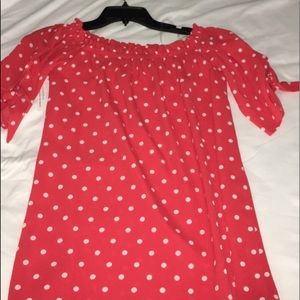 Pink Lily Red Polka Off Shoulder Blouse